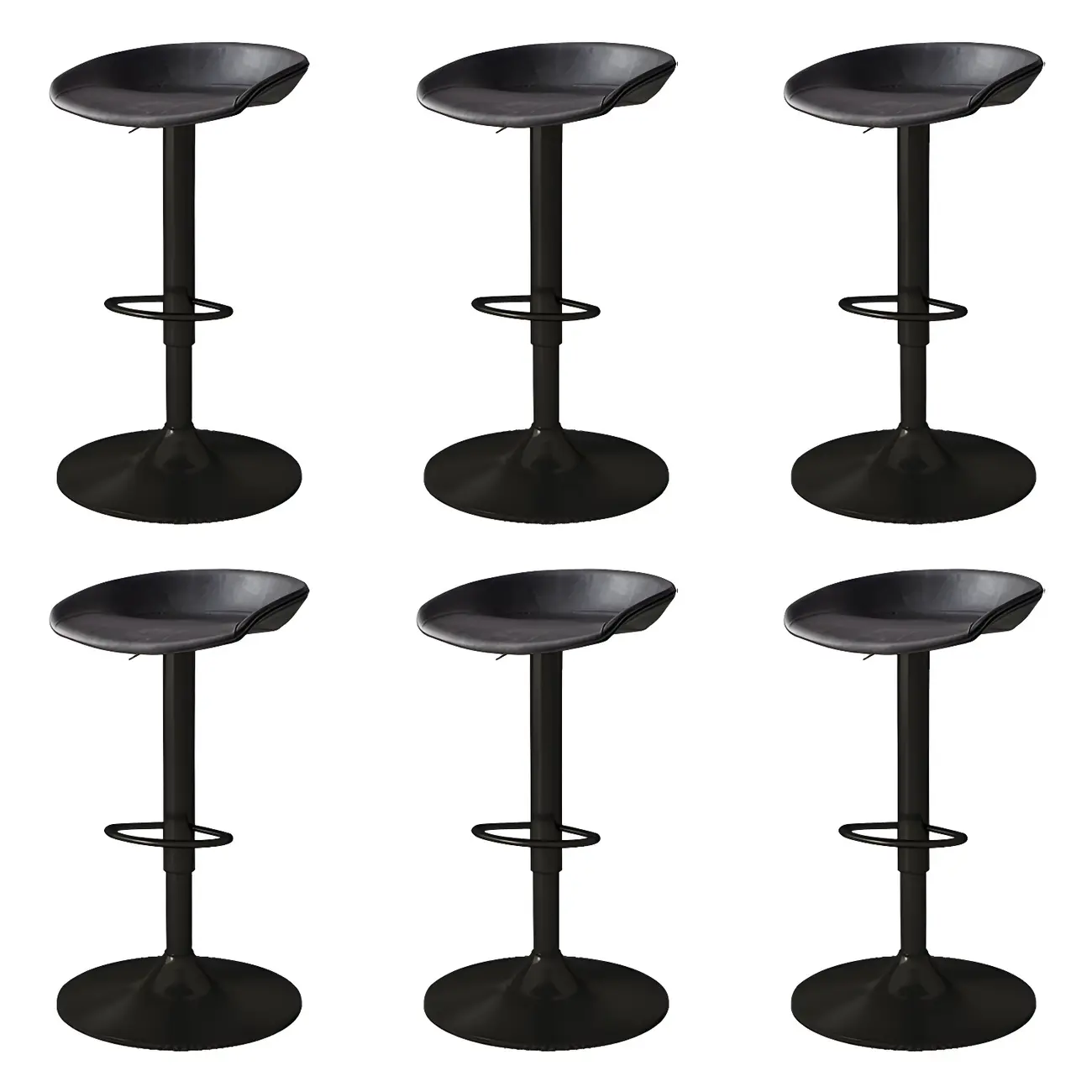 Modern Leather Black Pedestal Swivel Adjustable Bar Stool Image - 15 | homeyfad