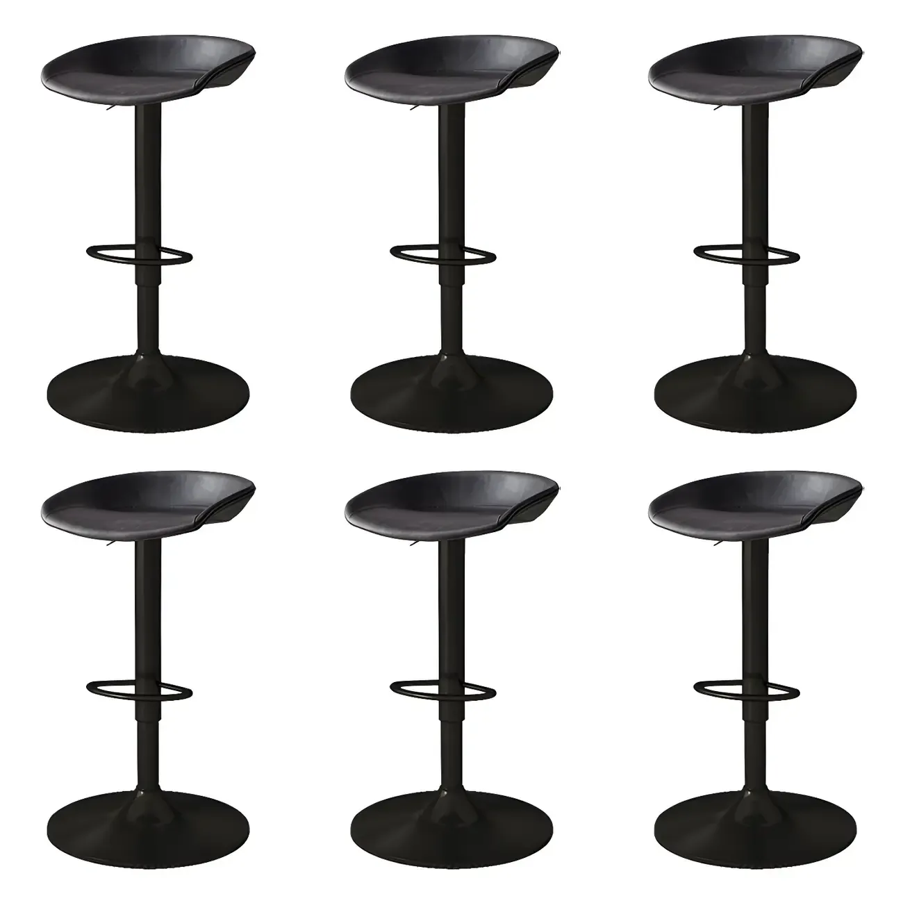 Modern Leather Black Pedestal Swivel Adjustable Bar Stool Image - 15