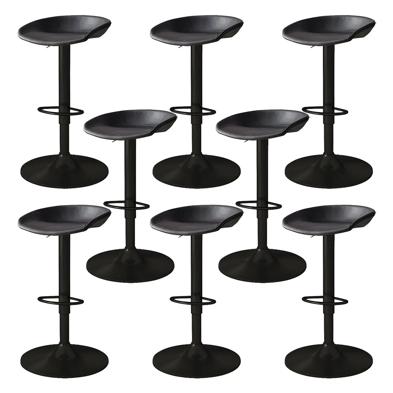 Modern Leather Black Pedestal Swivel Adjustable Bar Stool Image - 16 | homeyfad