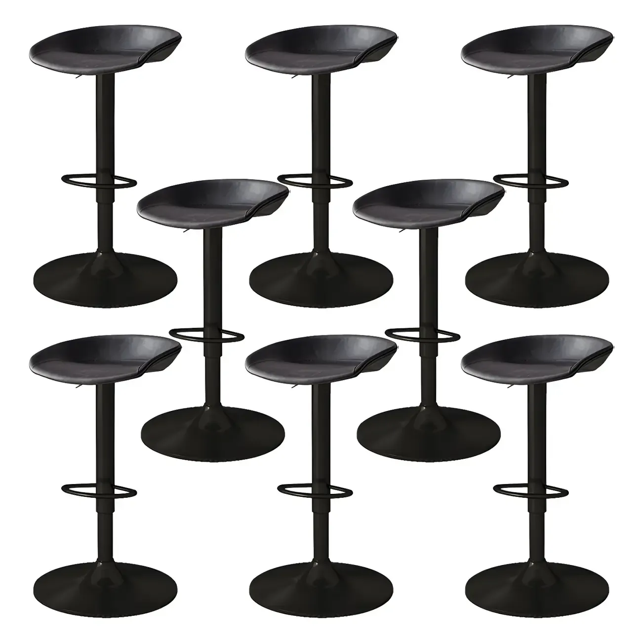Modern Leather Black Pedestal Swivel Adjustable Bar Stool Image - 16