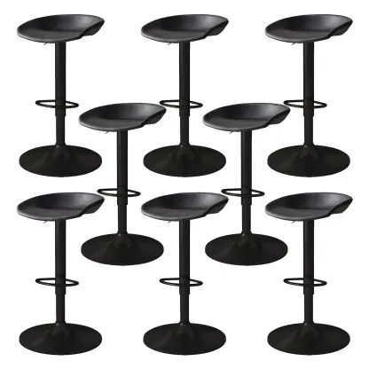 Modern Leather Black Pedestal Swivel Adjustable Bar Stool Image - 16