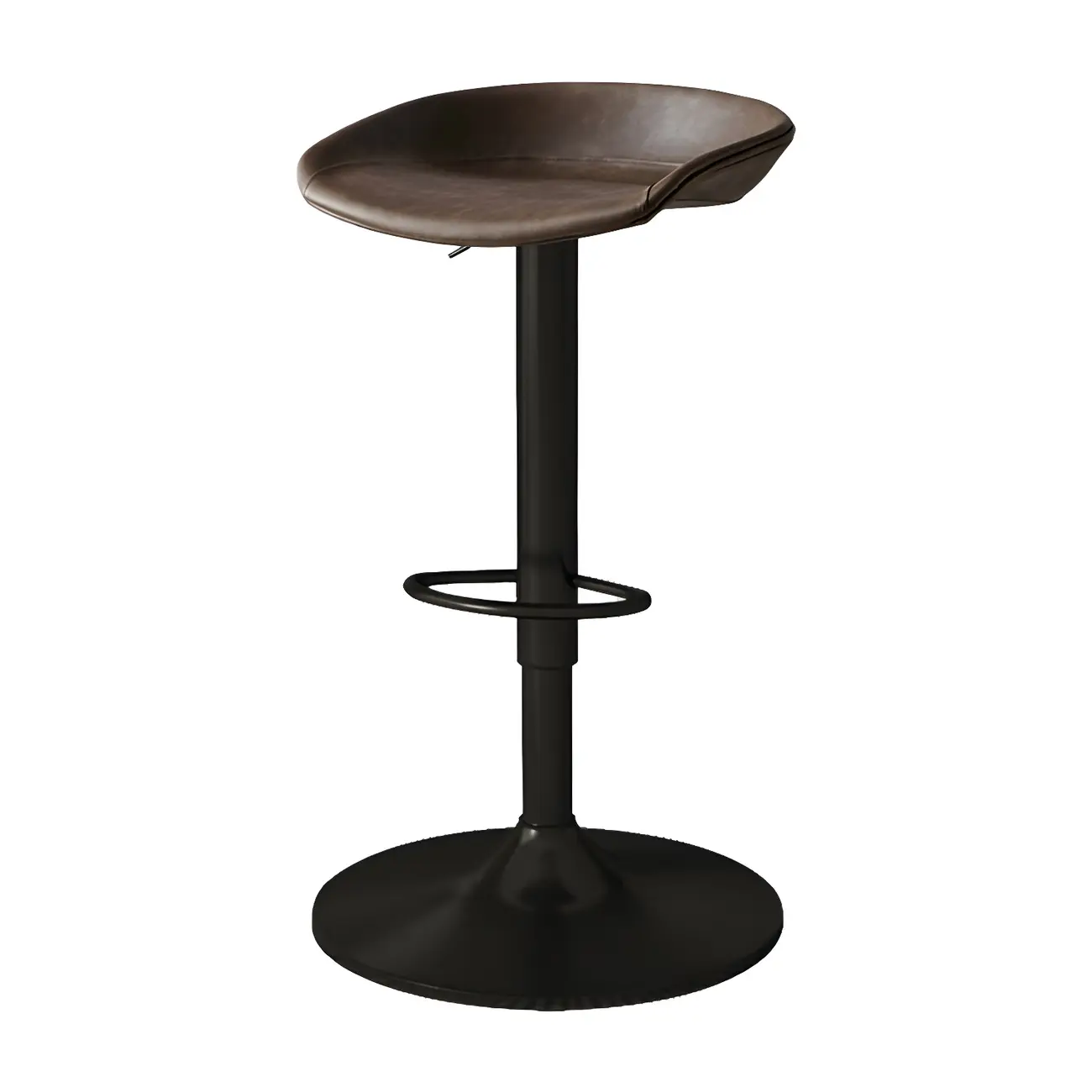 Modern Leather Black Pedestal Swivel Adjustable Bar Stool Image - 17 | homeyfad