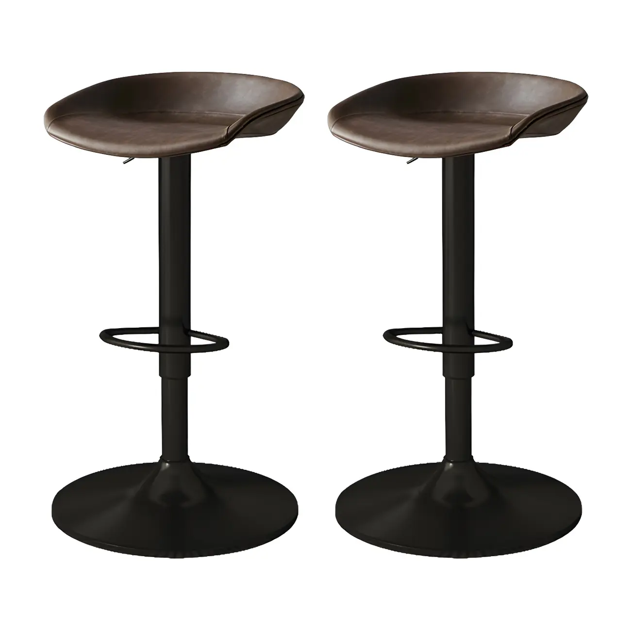 Modern Leather Black Pedestal Swivel Adjustable Bar Stool Image - 18 | homeyfad