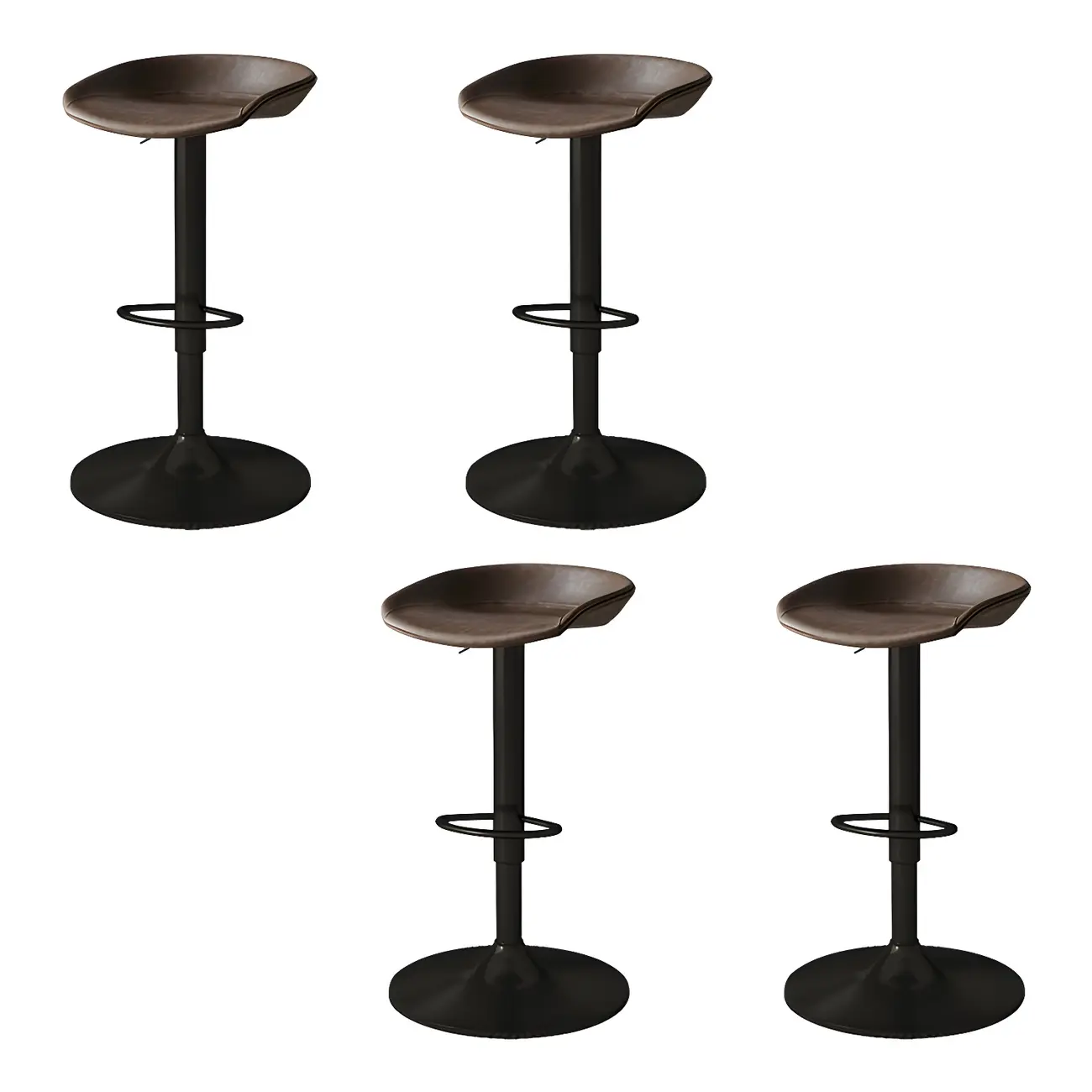 Modern Leather Black Pedestal Swivel Adjustable Bar Stool Image - 19 | homeyfad