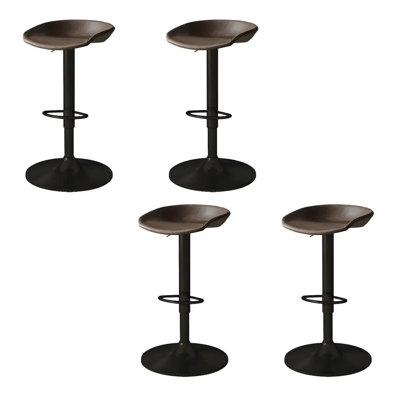 Modern Leather Black Pedestal Swivel Adjustable Bar Stool Image - 19