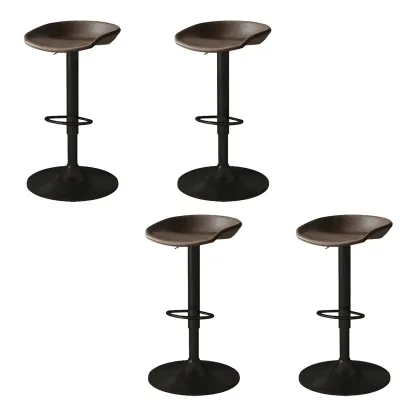 Modern Leather Black Pedestal Swivel Adjustable Bar Stool Image - 19