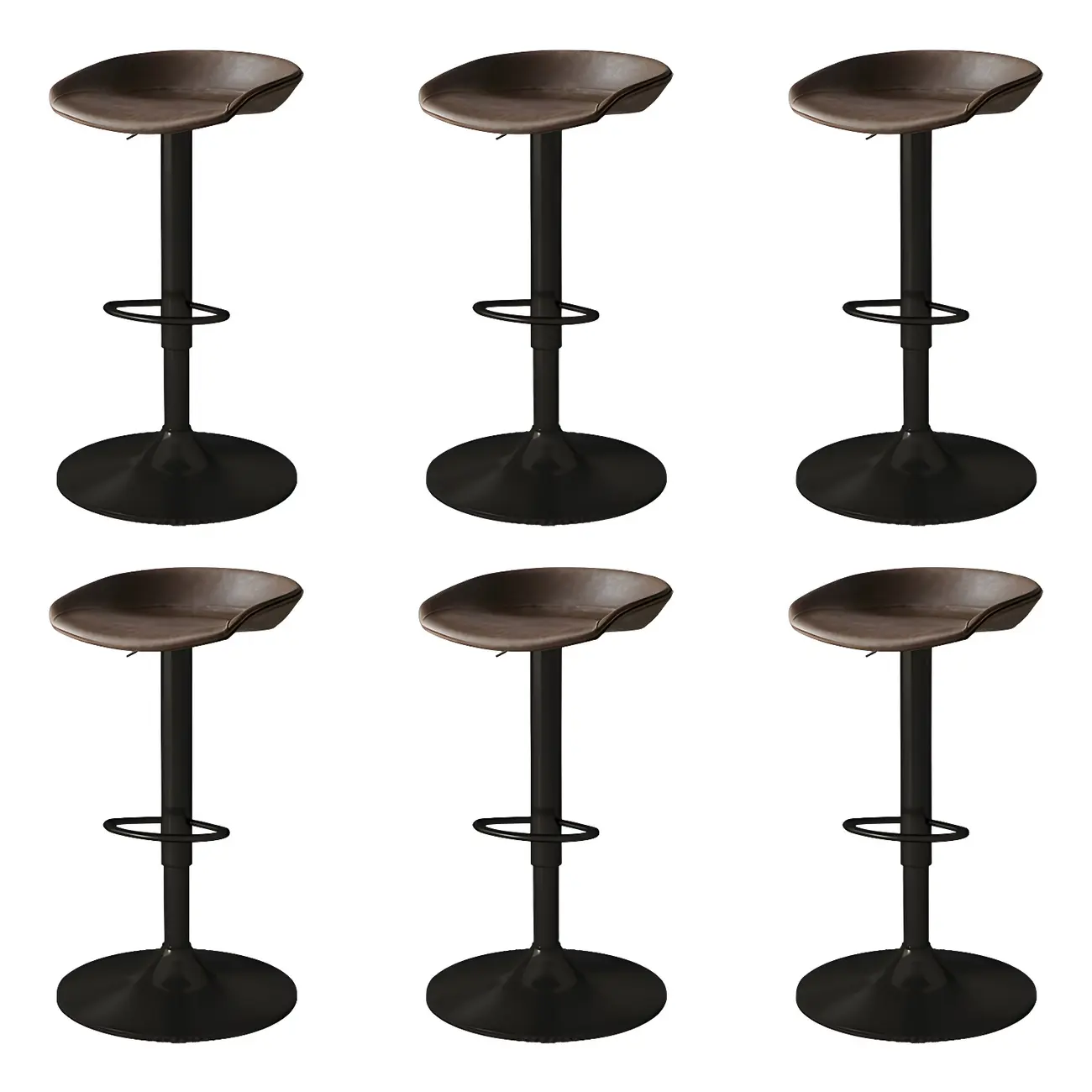 Modern Leather Black Pedestal Swivel Adjustable Bar Stool Image - 20 | homeyfad