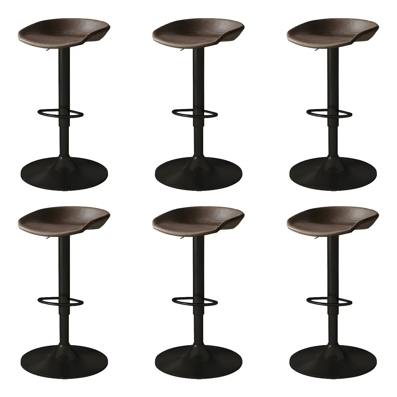 Modern Leather Black Pedestal Swivel Adjustable Bar Stool Image - 20