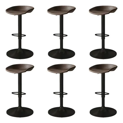 Modern Leather Black Pedestal Swivel Adjustable Bar Stool Image - 20