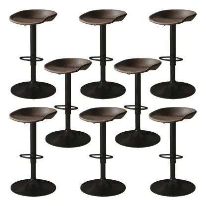 Modern Leather Black Pedestal Swivel Adjustable Bar Stool Image - 21