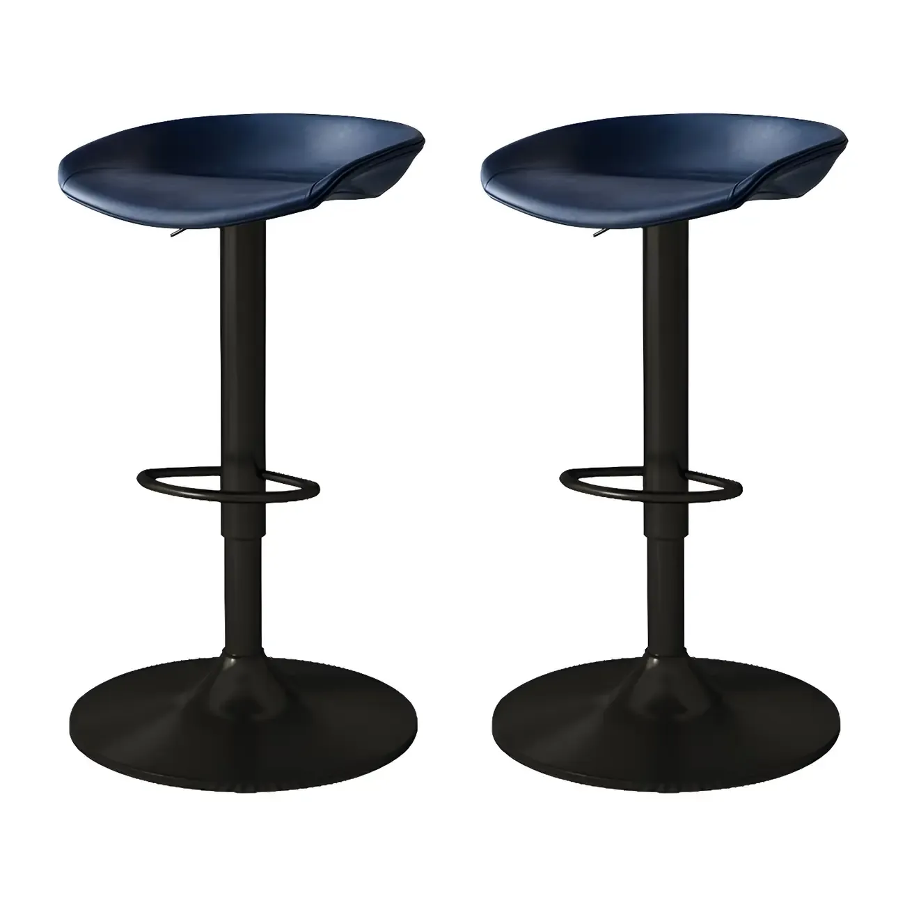 Modern Leather Black Pedestal Swivel Adjustable Bar Stool Image - 23