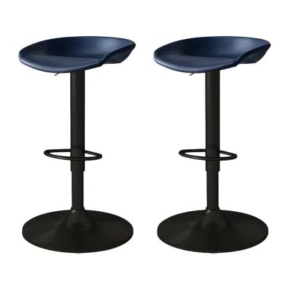 Modern Leather Black Pedestal Swivel Adjustable Bar Stool Image - 23