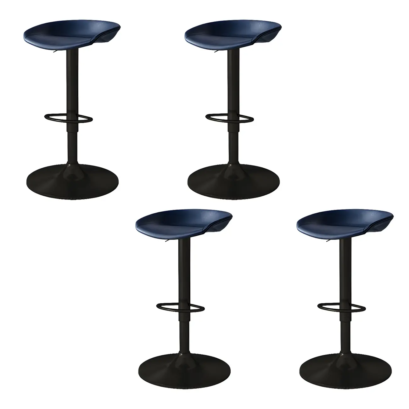 Modern Leather Black Pedestal Swivel Adjustable Bar Stool Image - 24 | homeyfad