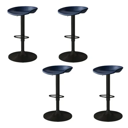 Modern Leather Black Pedestal Swivel Adjustable Bar Stool Image - 24