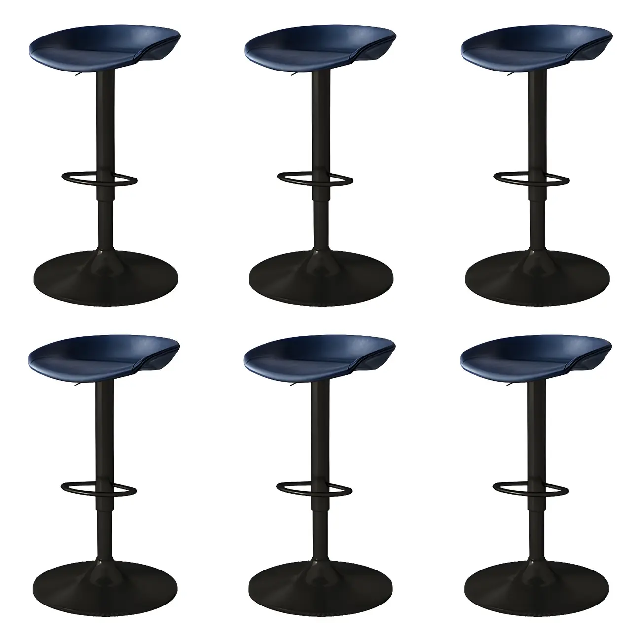 Modern Leather Black Pedestal Swivel Adjustable Bar Stool Image - 25 | homeyfad