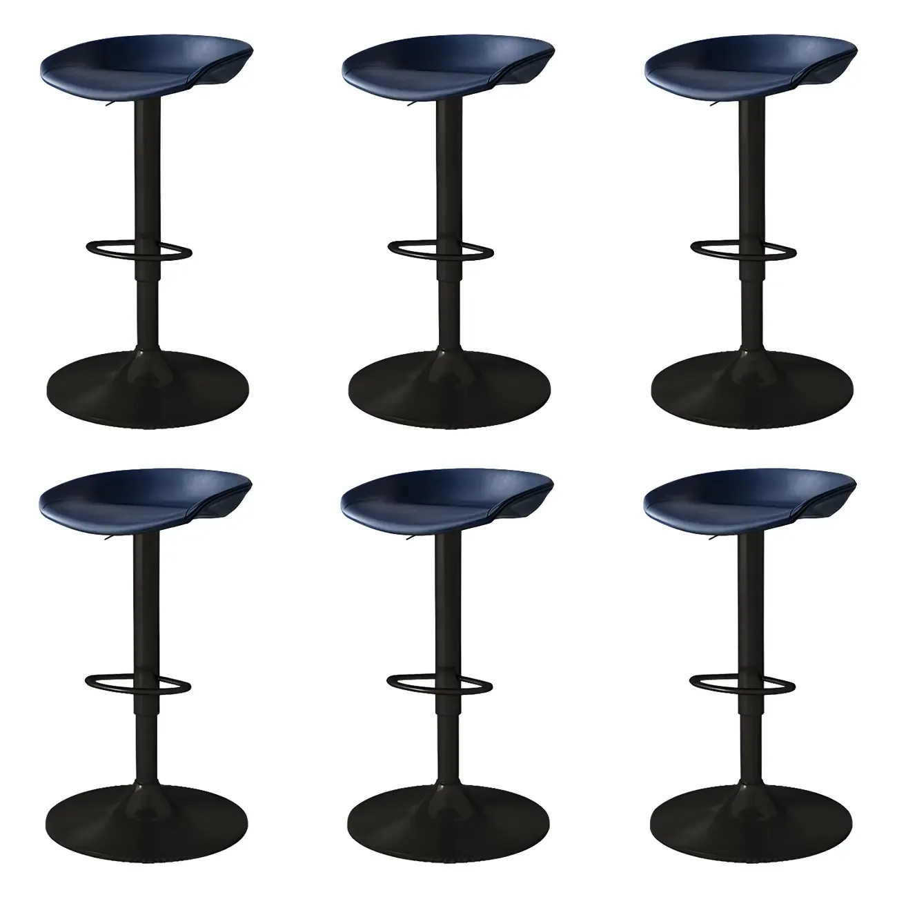 Modern Leather Black Pedestal Swivel Adjustable Bar Stool Image - 25