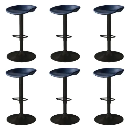 Modern Leather Black Pedestal Swivel Adjustable Bar Stool Image - 25