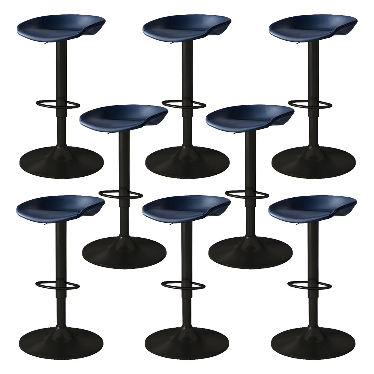 Modern Leather Black Pedestal Swivel Adjustable Bar Stool Image - 26 | homeyfad