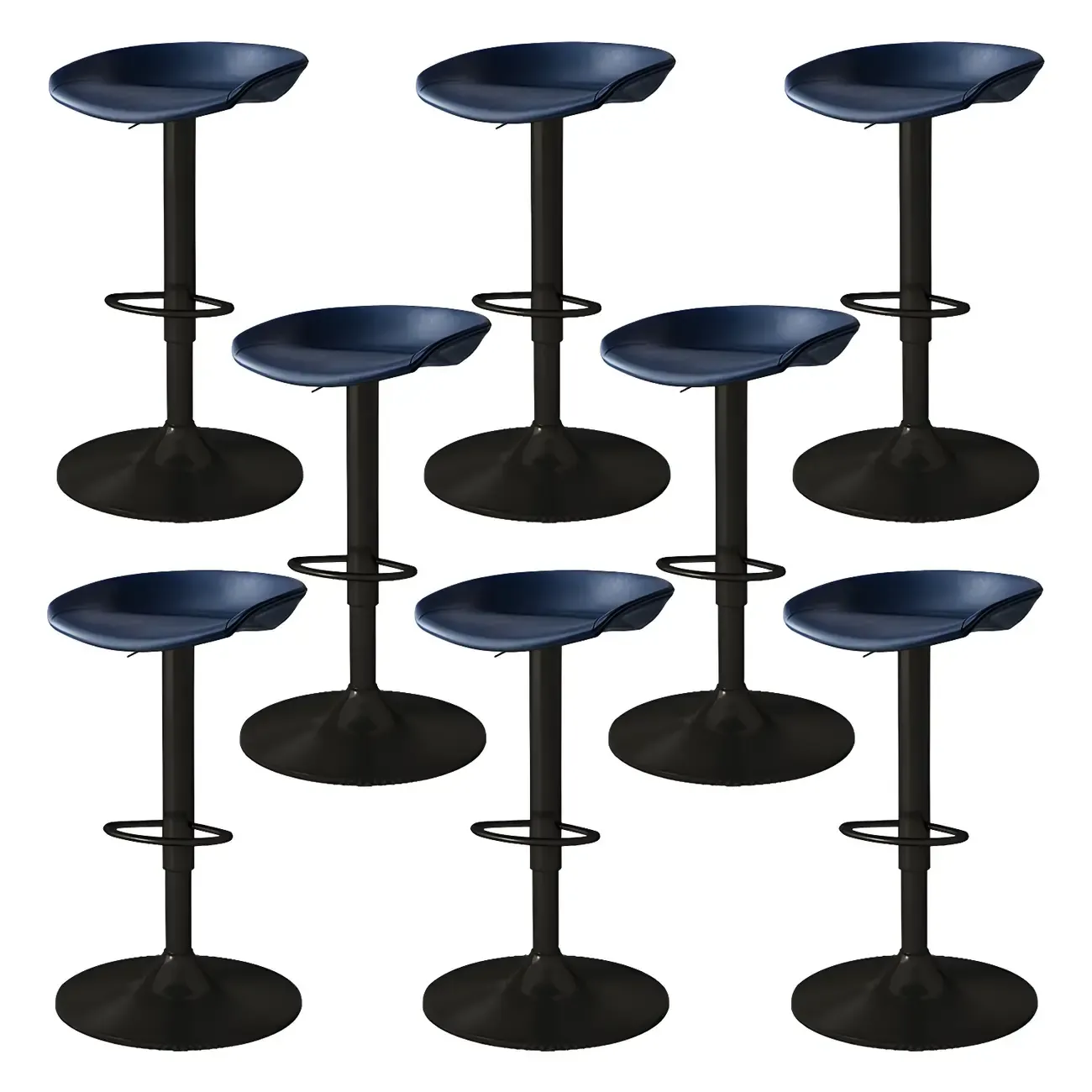Modern Leather Black Pedestal Swivel Adjustable Bar Stool Image - 26