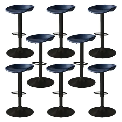 Modern Leather Black Pedestal Swivel Adjustable Bar Stool Image - 26