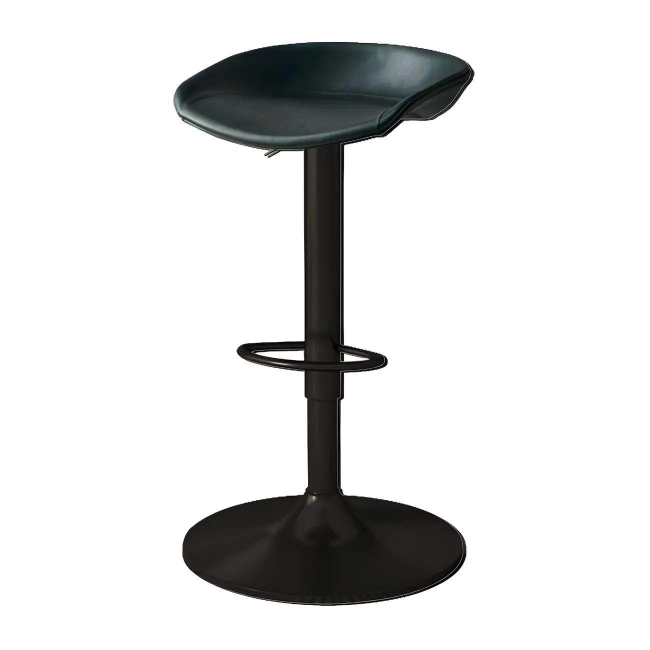 Modern Leather Black Pedestal Swivel Adjustable Bar Stool Image - 27 | homeyfad