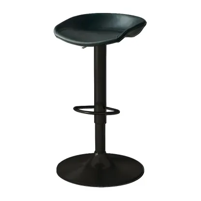Modern Leather Black Pedestal Swivel Adjustable Bar Stool Image - 27