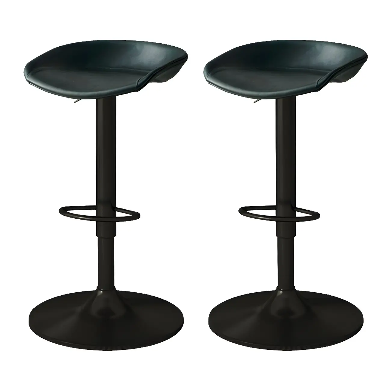 Modern Leather Black Pedestal Swivel Adjustable Bar Stool Image - 28 | homeyfad