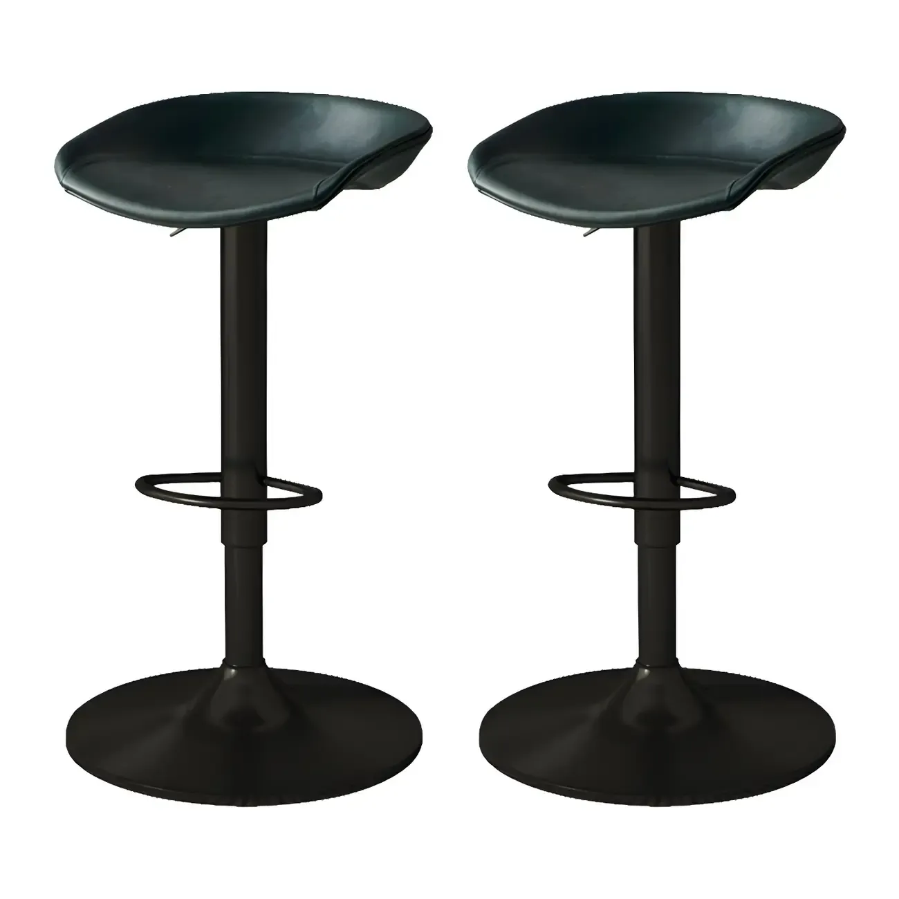 Modern Leather Black Pedestal Swivel Adjustable Bar Stool Image - 28