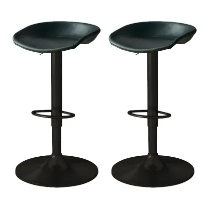 Modern Leather Black Pedestal Swivel Adjustable Bar Stool Image - 28