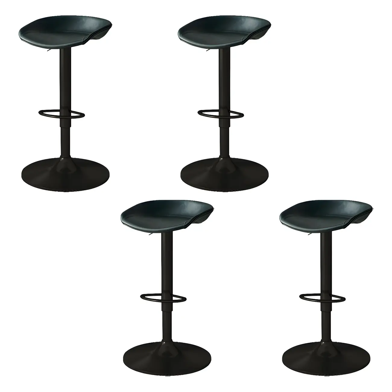 Modern Leather Black Pedestal Swivel Adjustable Bar Stool Image - 29 | homeyfad