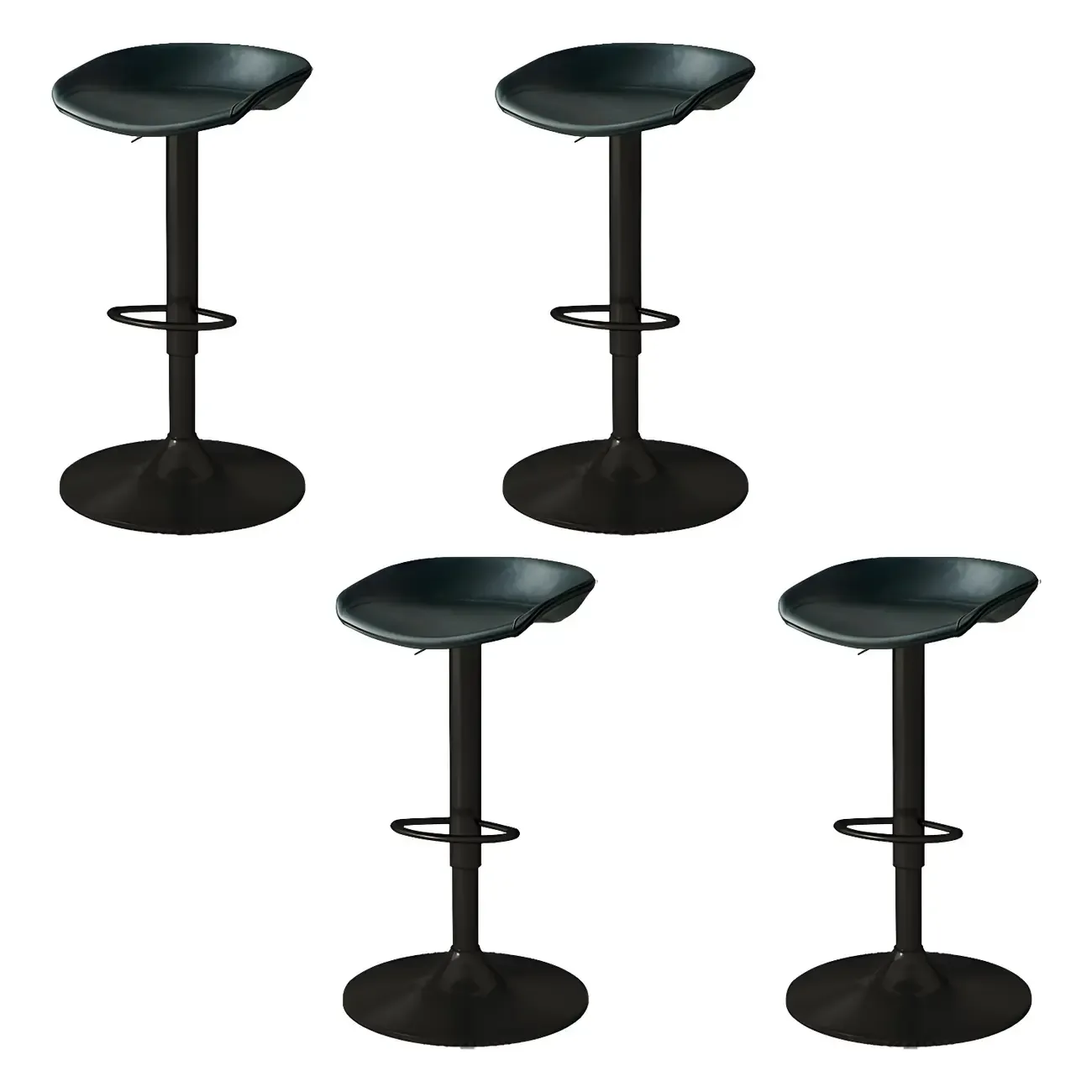 Modern Leather Black Pedestal Swivel Adjustable Bar Stool Image - 29