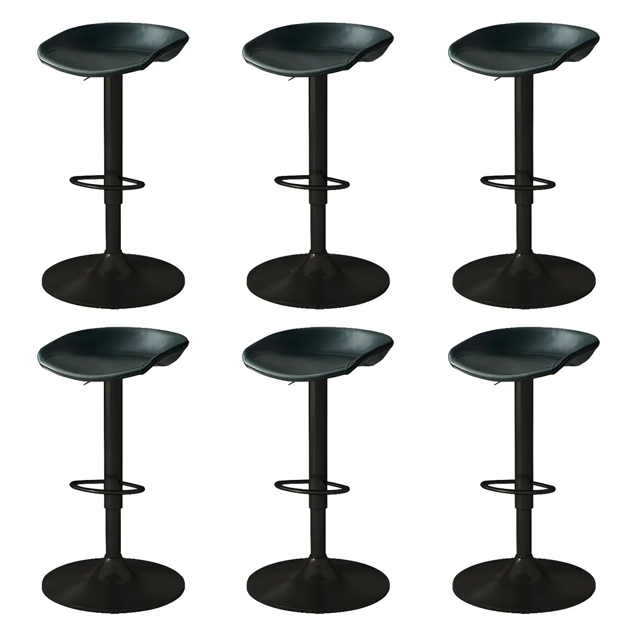 Modern Leather Black Pedestal Swivel Adjustable Bar Stool Image - 30 | homeyfad