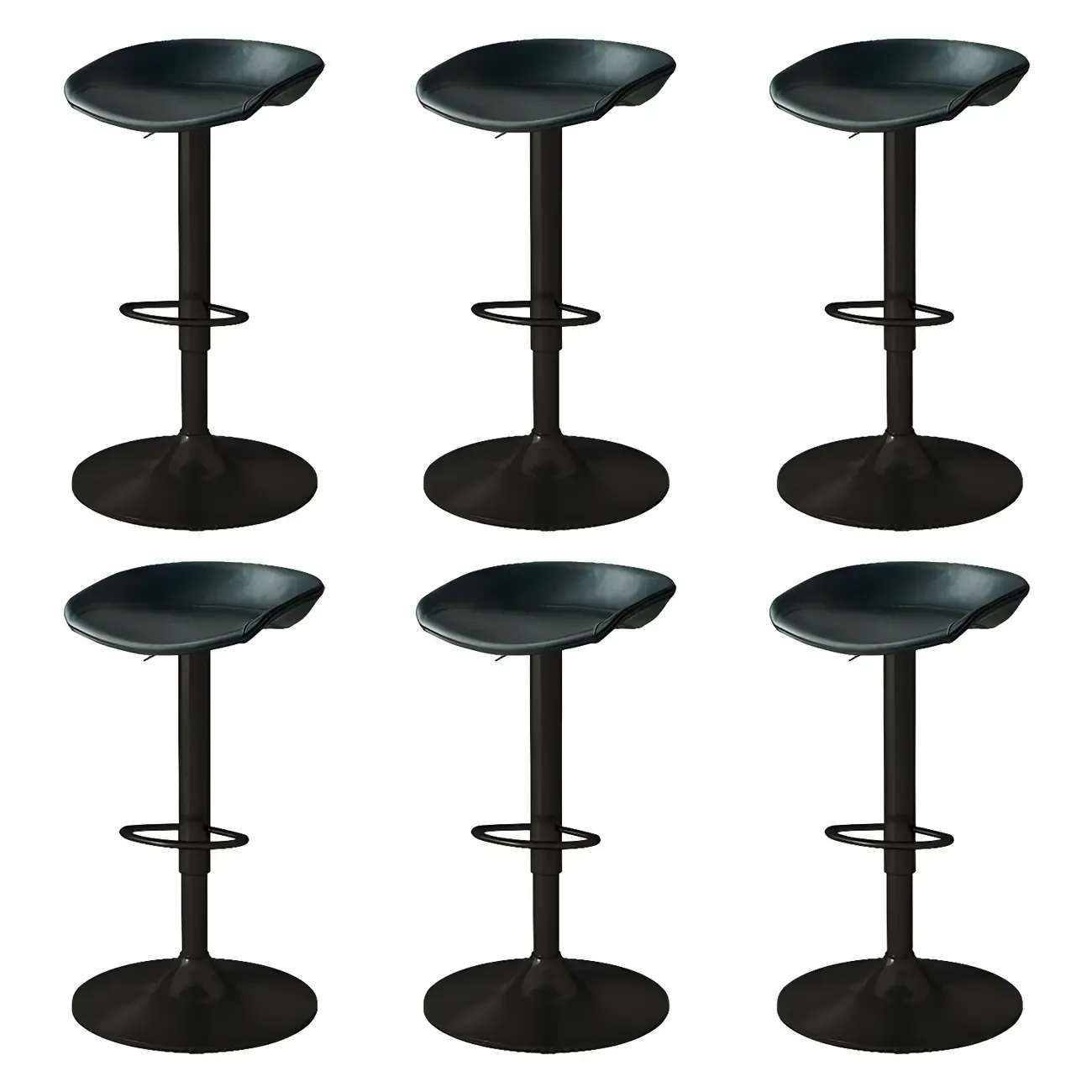 Modern Leather Black Pedestal Swivel Adjustable Bar Stool Image - 30