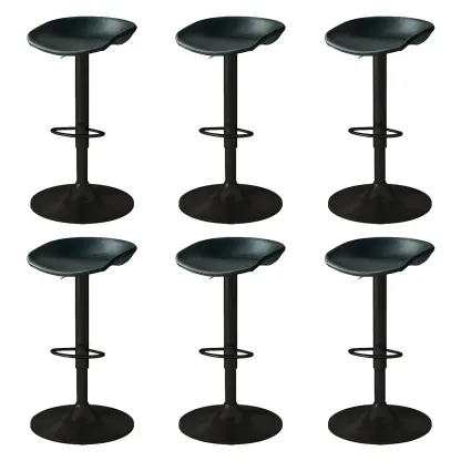 Modern Leather Black Pedestal Swivel Adjustable Bar Stool Image - 30