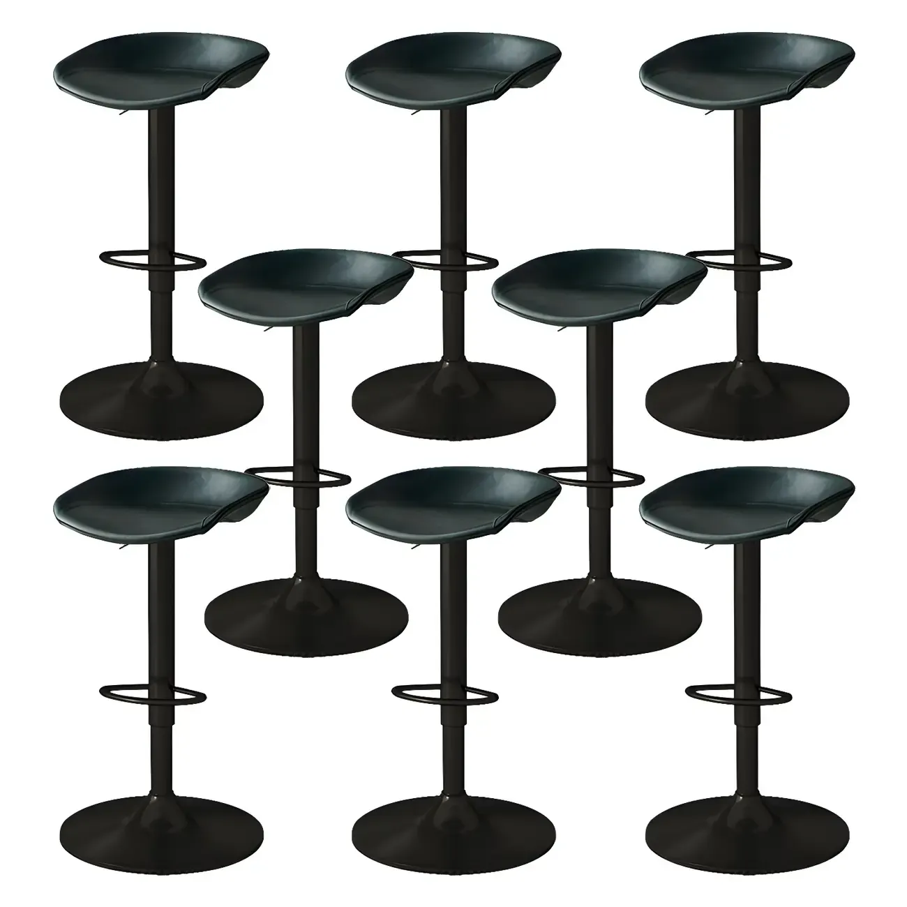 Modern Leather Black Pedestal Swivel Adjustable Bar Stool Image - 31