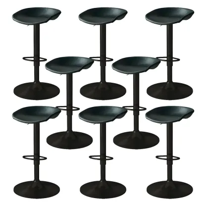 Modern Leather Black Pedestal Swivel Adjustable Bar Stool Image - 31