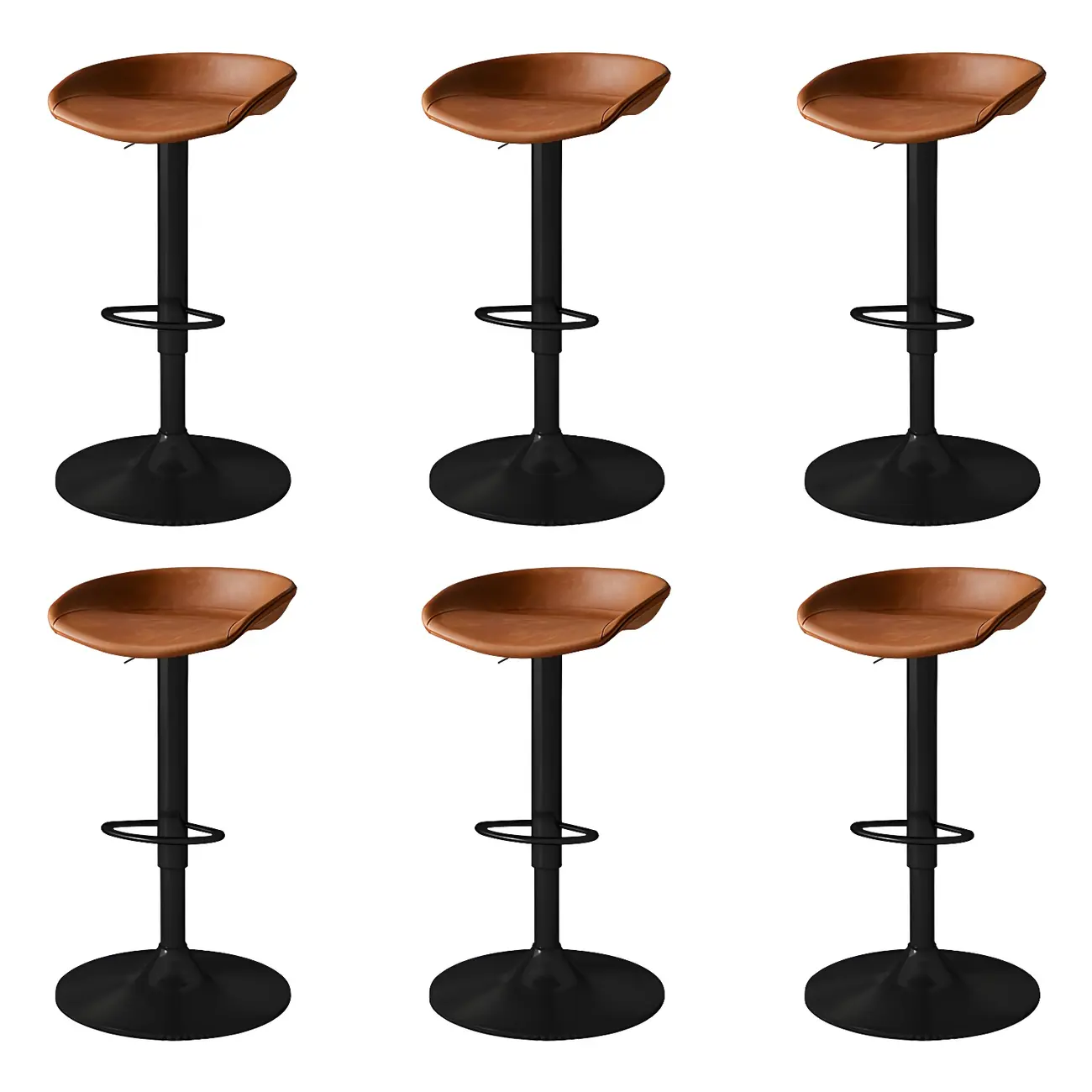Modern Leather Black Pedestal Swivel Adjustable Bar Stool Image - 34 | homeyfad