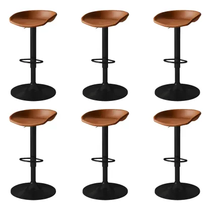 Modern Leather Black Pedestal Swivel Adjustable Bar Stool Image - 34