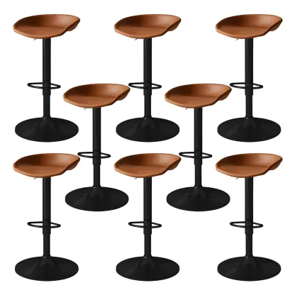 Modern Leather Black Pedestal Swivel Adjustable Bar Stool Image - 35