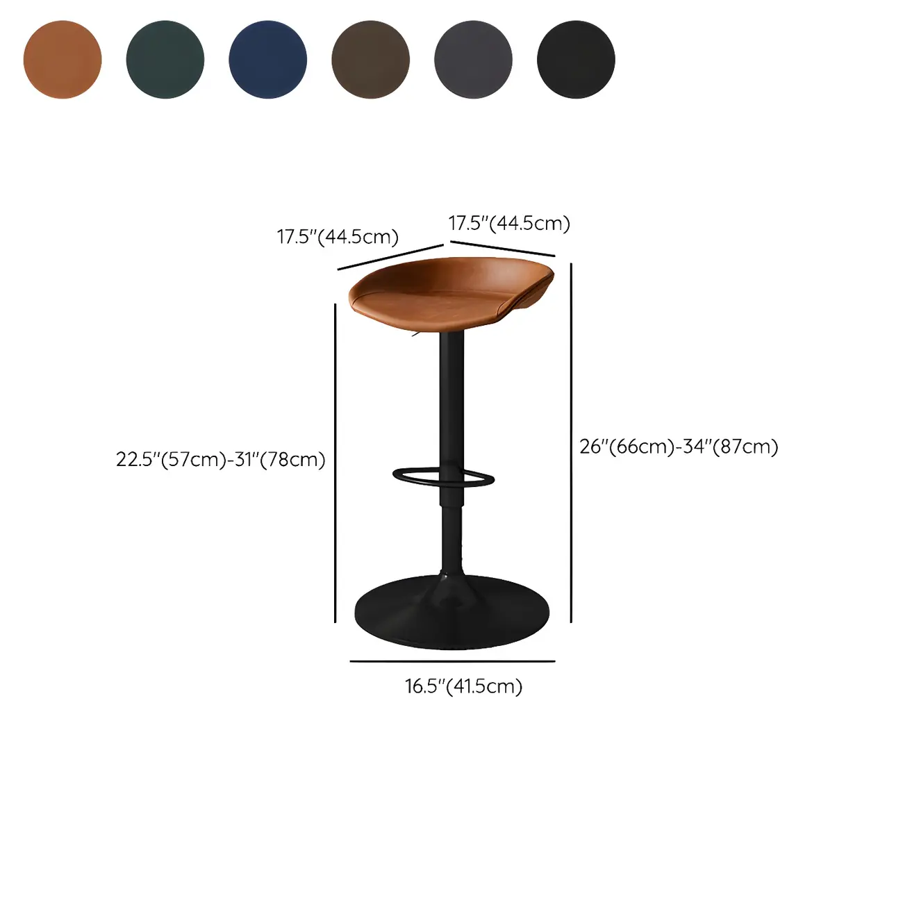 Modern Leather Black Pedestal Swivel Adjustable Bar Stool #size | homeyfad