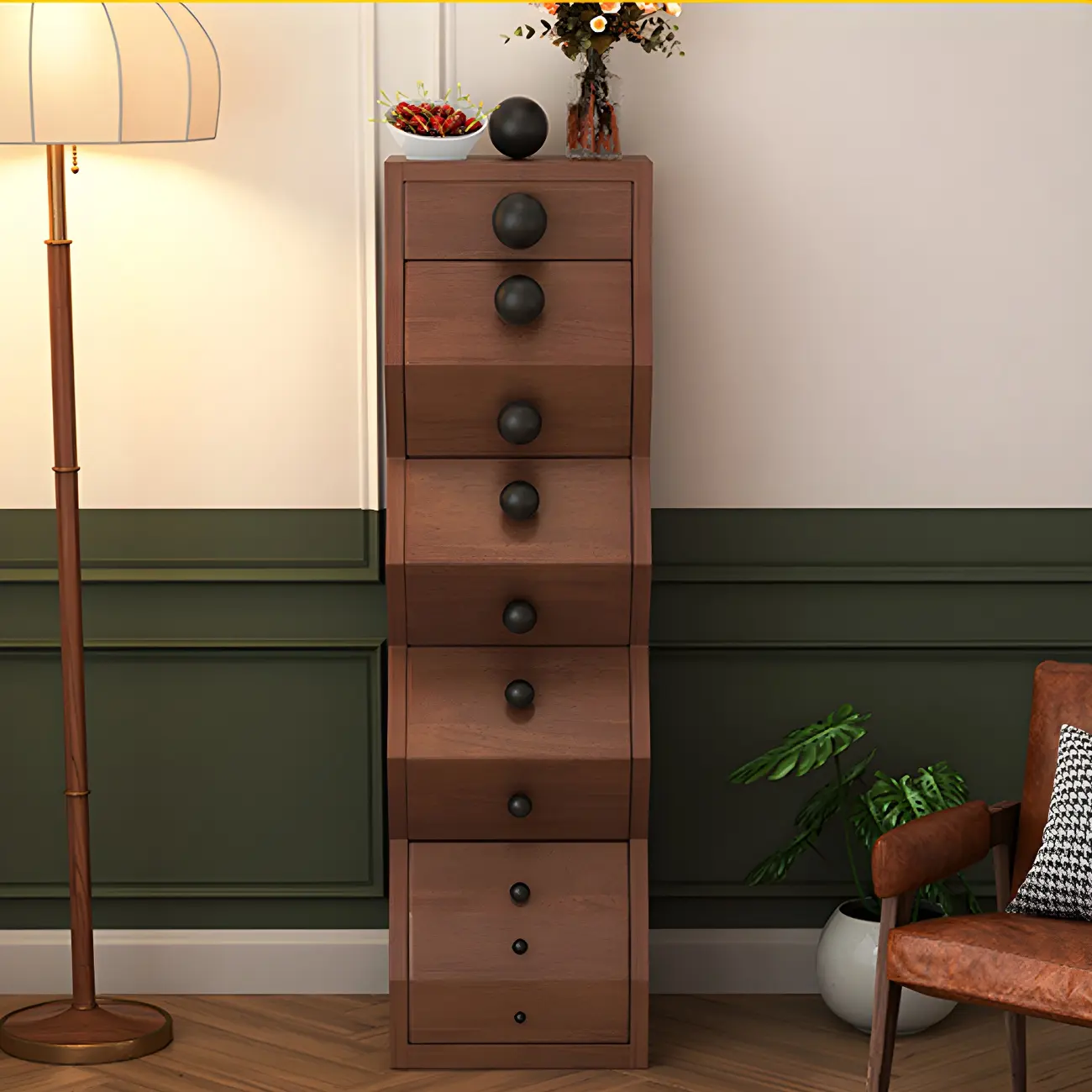 49" 6-drawer Modern Wood Narrow Elegant Lingerie Chest Image - 2 | homeyfad