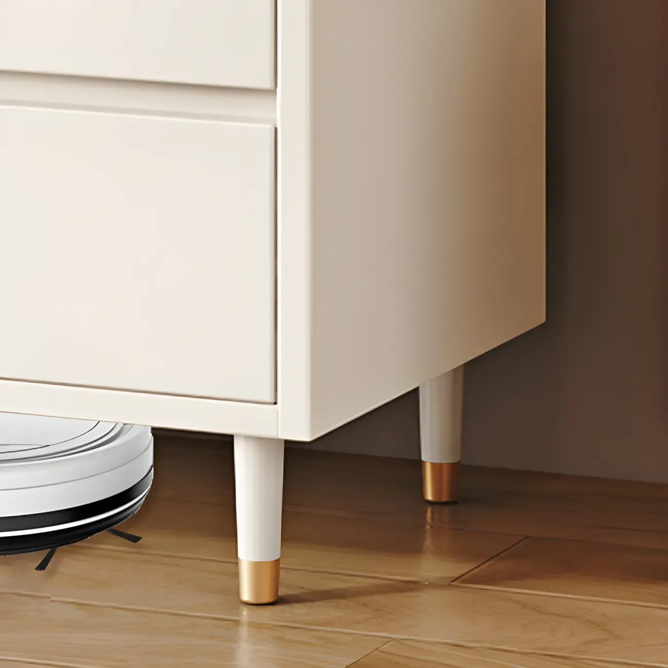 Elegant White Wooden Double Dresser with Cabinets & Drawers Image - 6