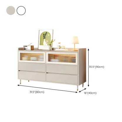 Elegant White Wooden Double Dresser with Cabinets & Drawers #size