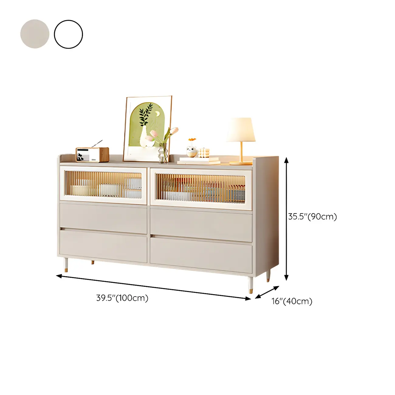 Elegant White Wooden Double Dresser with Cabinets & Drawers Image - 8 | homeyfad