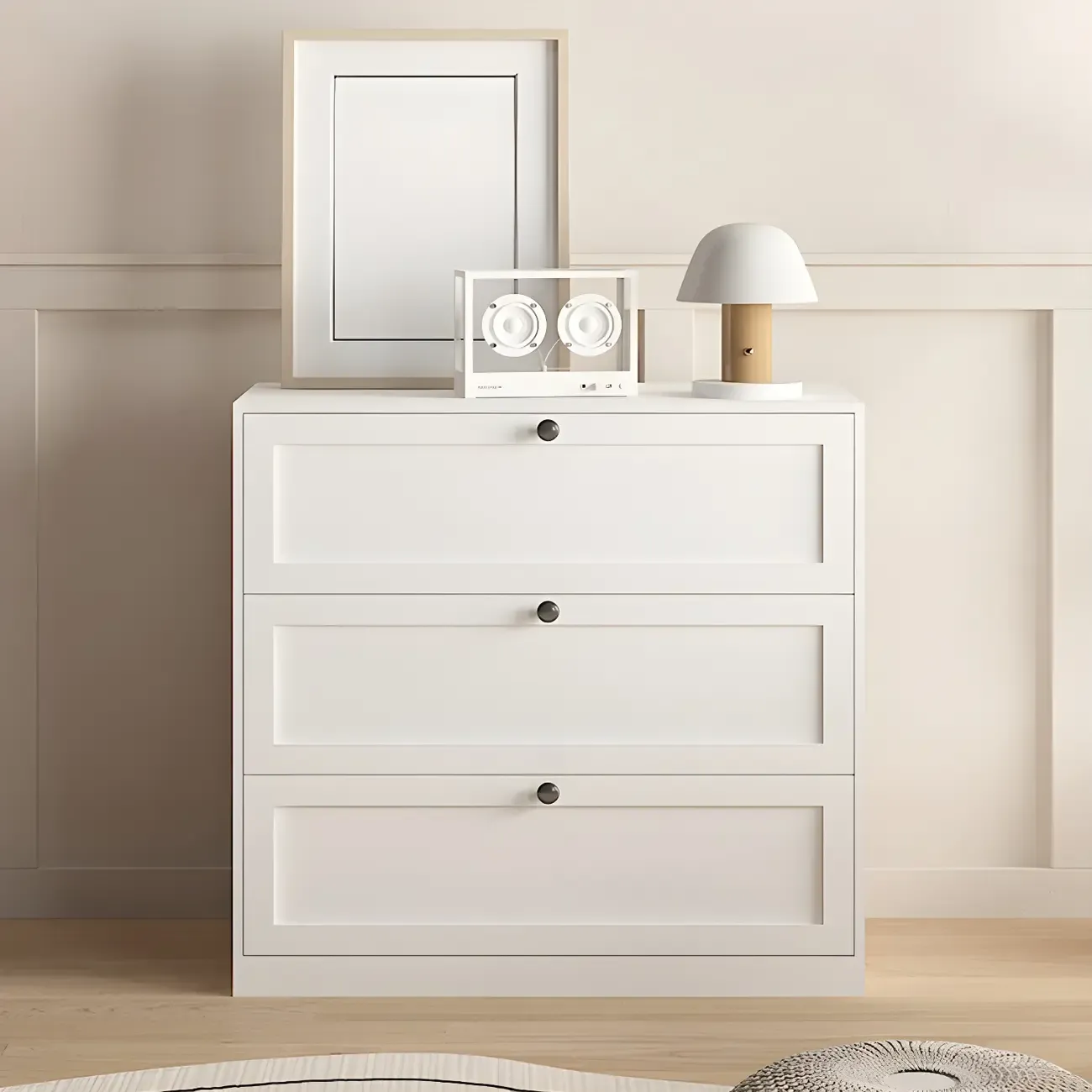 Elegant White Steel Dressers & Chests with Drawers for Home Image - 1