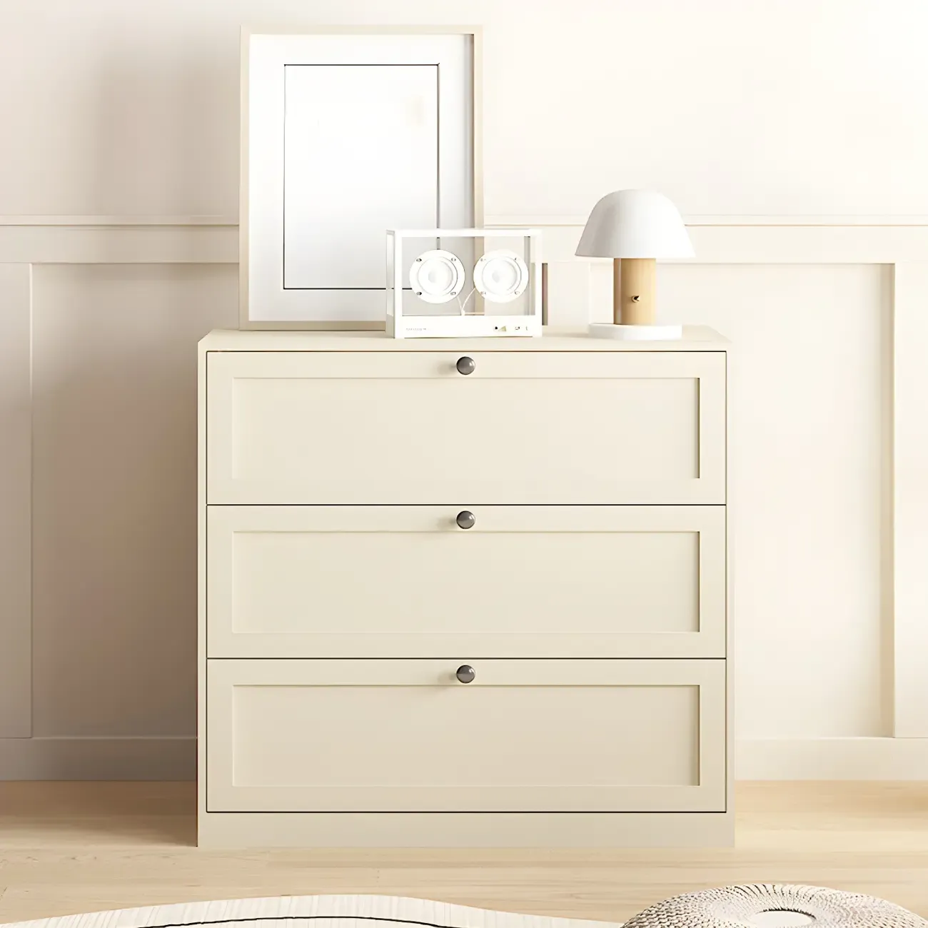 Elegant White Steel Dressers & Chests with Drawers for Home Image - 4