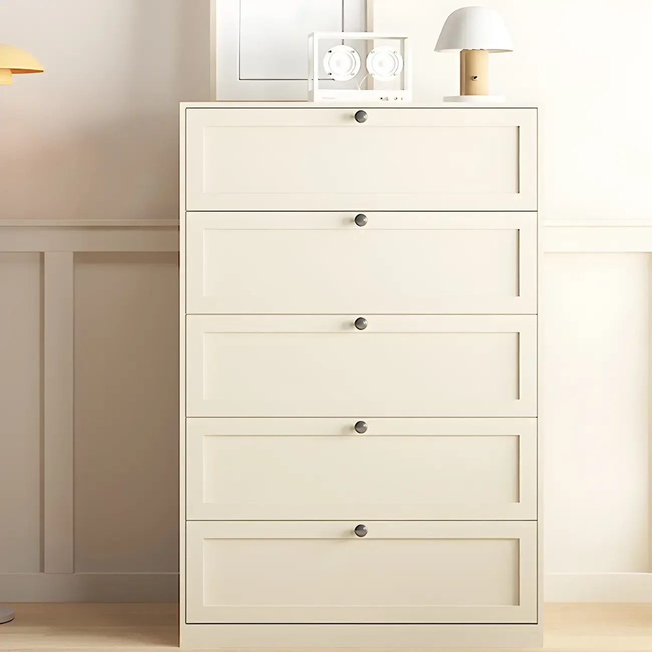 Elegant White Steel Dressers & Chests with Drawers for Home Image - 10