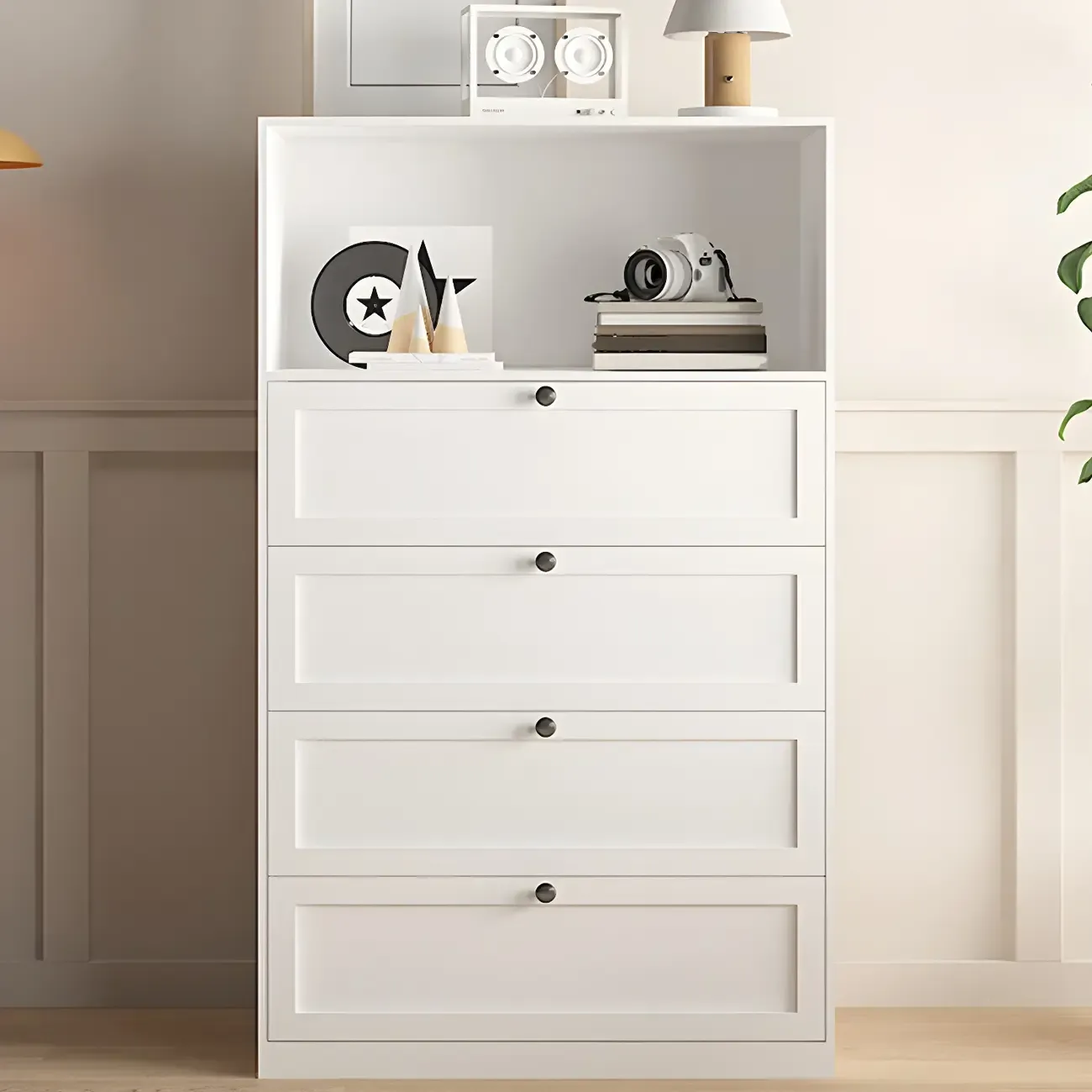 Elegant White Steel Dressers & Chests with Drawers for Home Image - 13