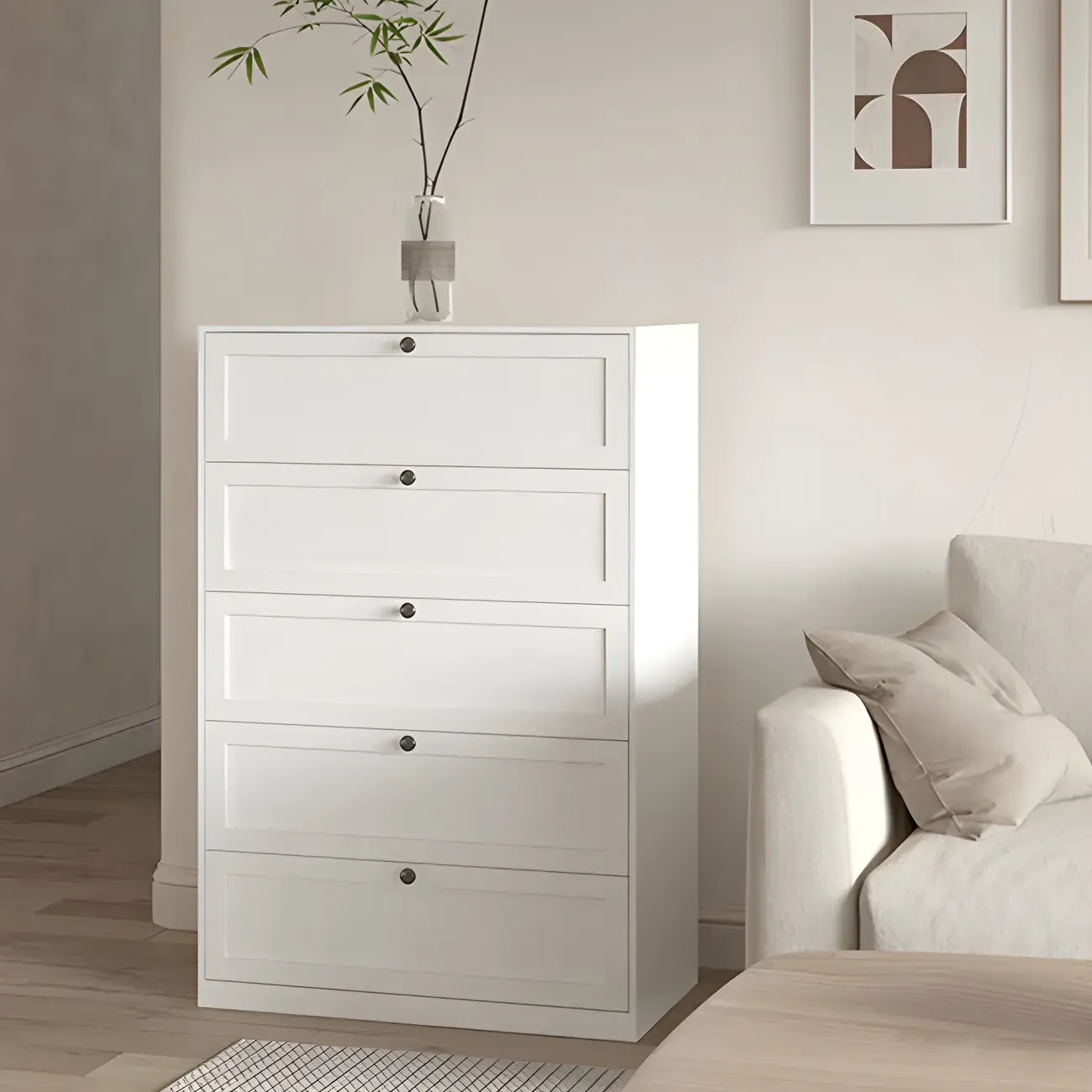 Elegant White Steel Dressers & Chests with Drawers for Home Image - 23