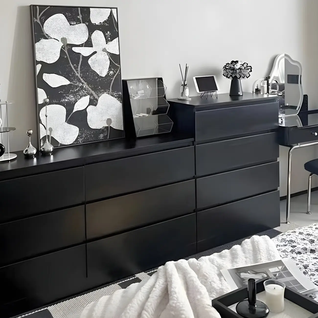 Modern 6-Drawer Wood Double Dresser Wide Chest of Drawers for Bedroom Image - 10 | homeyfad